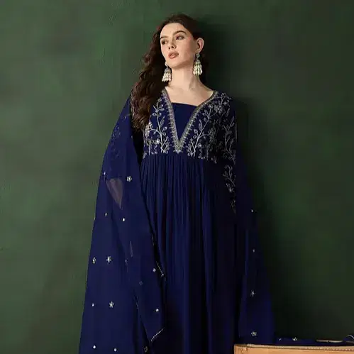 Zari-Sequence-A-Line-Kurta-with-Trouser-Dupatta