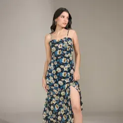 Multi-Color-Floral-Fit-Flare-Maxi-Dress