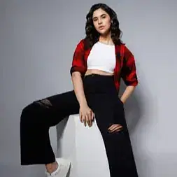 Women-Black-Wide-Leg-High-Rise-Slash-Knee-Jeans